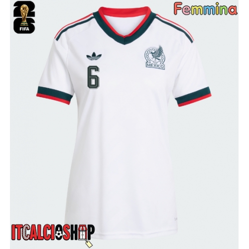 Messico Erik Lira #6 Seconda Maglia Femmina Mondiali 2026 Manica Corta